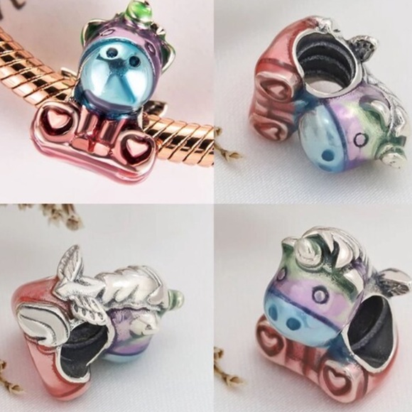 Unicorn Charm, S925 Silver Stamped Charm, Charm for Bracelet, fits Pandora Charm - Picture 3 of 4